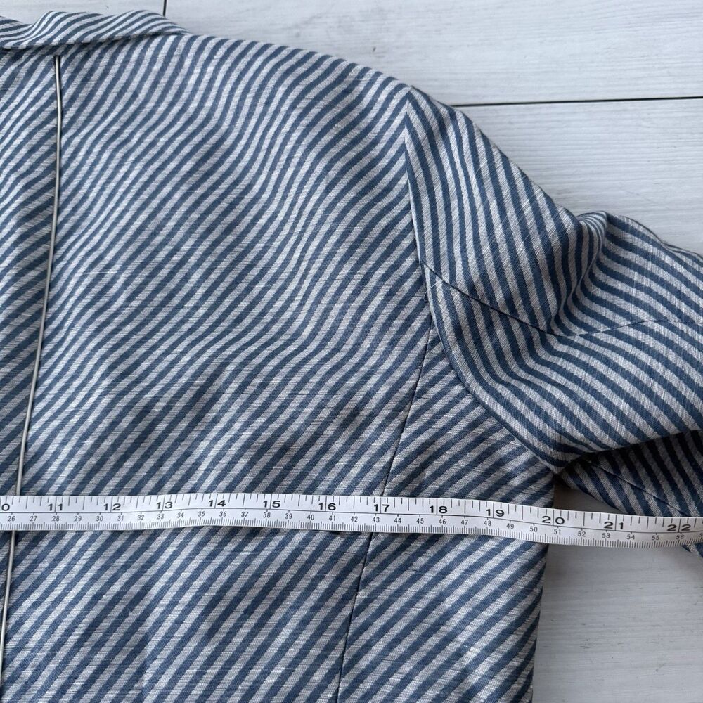 Lafayette 148 Women’s 8 Jasmine Stripe Blazer 93% Linen Blend Glaze Blue $598 - Picture 13 of 15